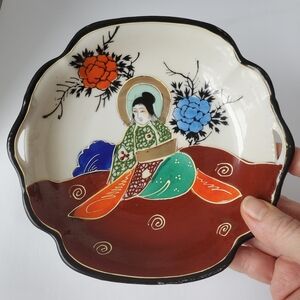 Vintage Satsuma Naguya Moriage Dragonware Porcelain Plate Bowl from Japan